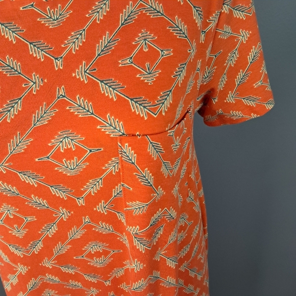 Lularoe T Shirt Flare Dress Orange Short Sleeve Stretch Soft Womens Size XXS - Picture 3 of 6